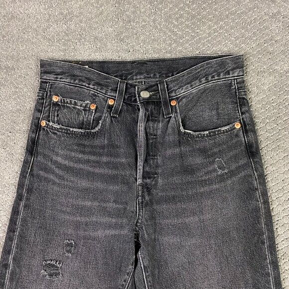 Levi's Premium 501 S Jeans Women's 26 x 28 Fit 28x28 Black Skinny Button Fly - Picture 2 of 16